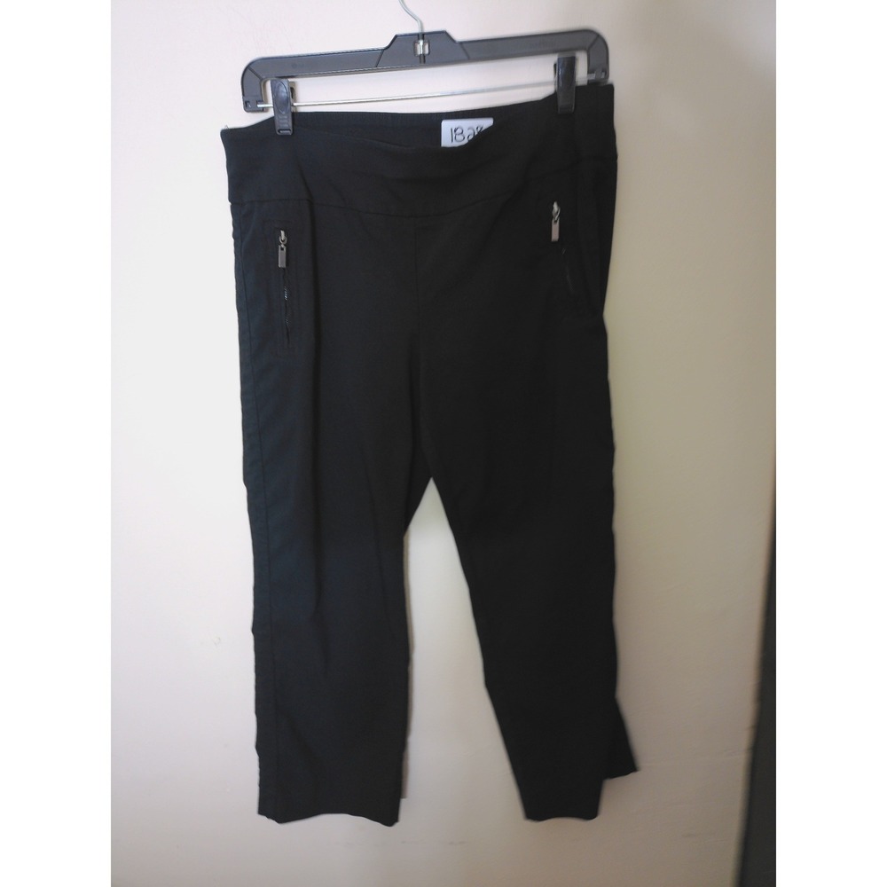 INC International Concepts Cropped Pants Women 12P Black Zip Pocket Officecore